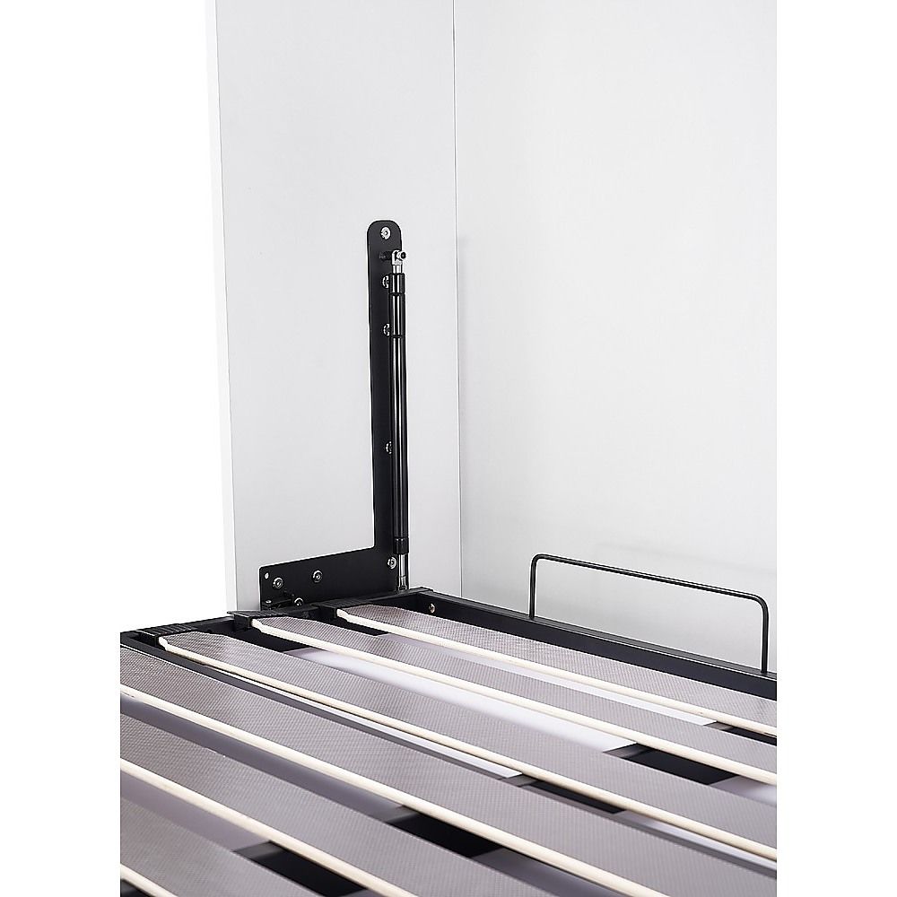 Queen Wall Bed in White – Space Saving Murphy Bed Kit with Black Door Handle