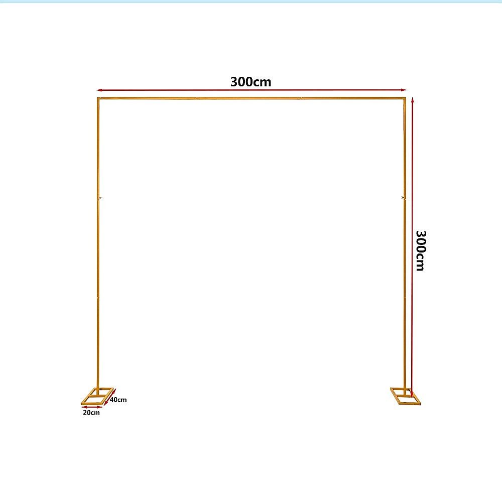 3m Wedding Arch Backdrop Stand – Square Metal Frame for Balloons & Flowers