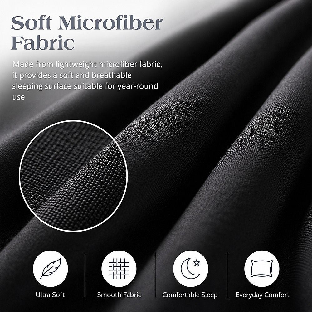 Queen Microfiber Sheet Set – Black 4-Piece Set with Deep Pockets