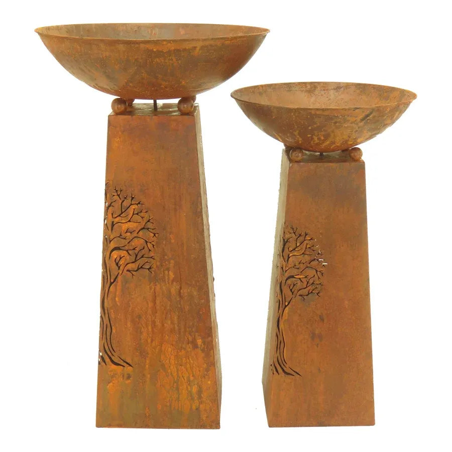 Set 2 Nested Rust Tree of Life Firebowls 83cm