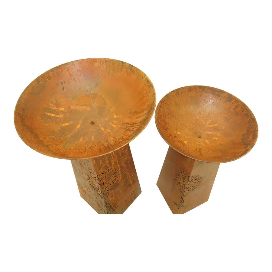 Set 2 Nested Rust Tree of Life Firebowls 83cm