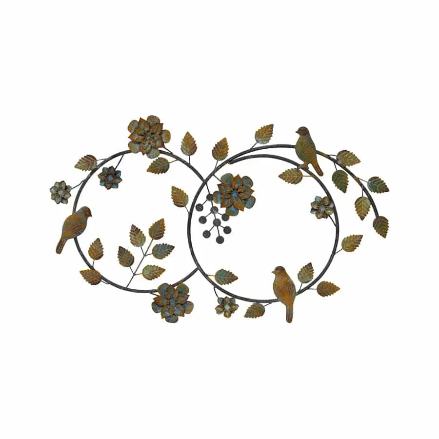 Colour Rust Birds & Flowers Metal Wall Art 70cm