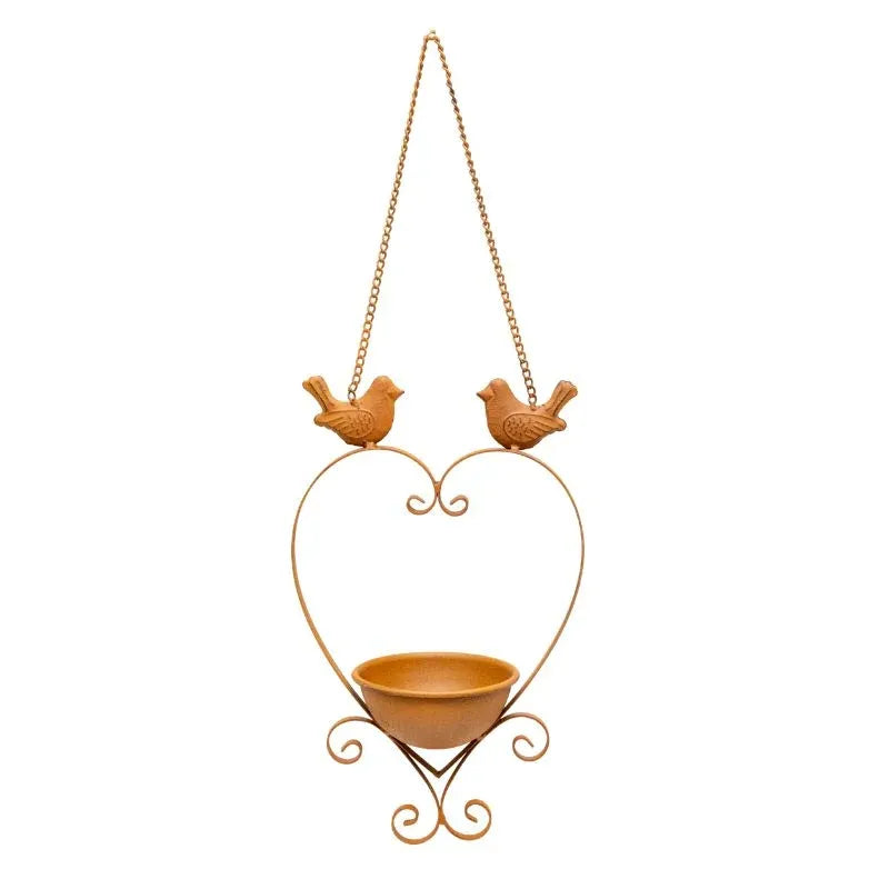 Hanging Heart w Birdfeeder + 2 Birds 34cm