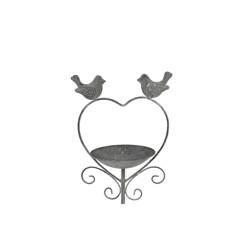 Heart w Birdfeeder + 2 Birds Garden Stake 100cm