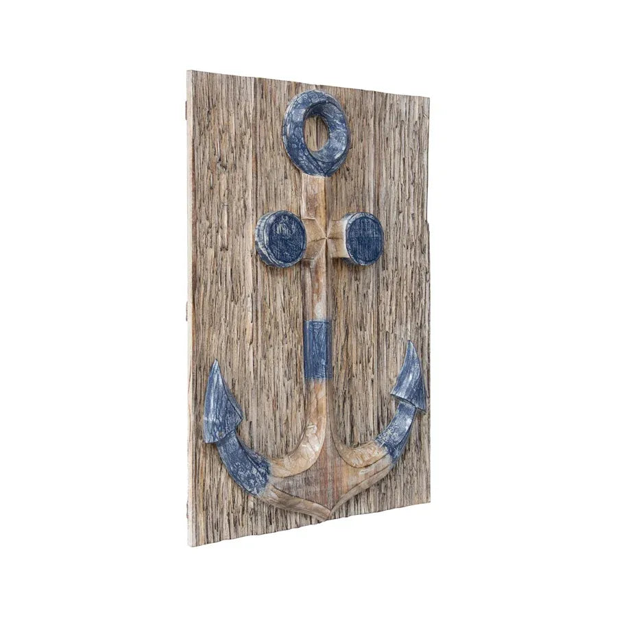 Hand-Carved Anchor Plaque Wall Art 40x60cm