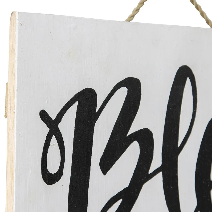 Handcrafted Monochrome Bless Our Nest Wall Art 30x2cm