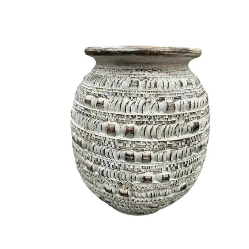 Handcrafted Natural Distressed Wooden Vase 29cm