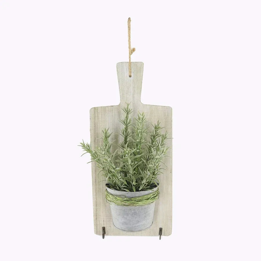 Artifical Rosemary Hanging Chopping Board w Hooks 36cm
