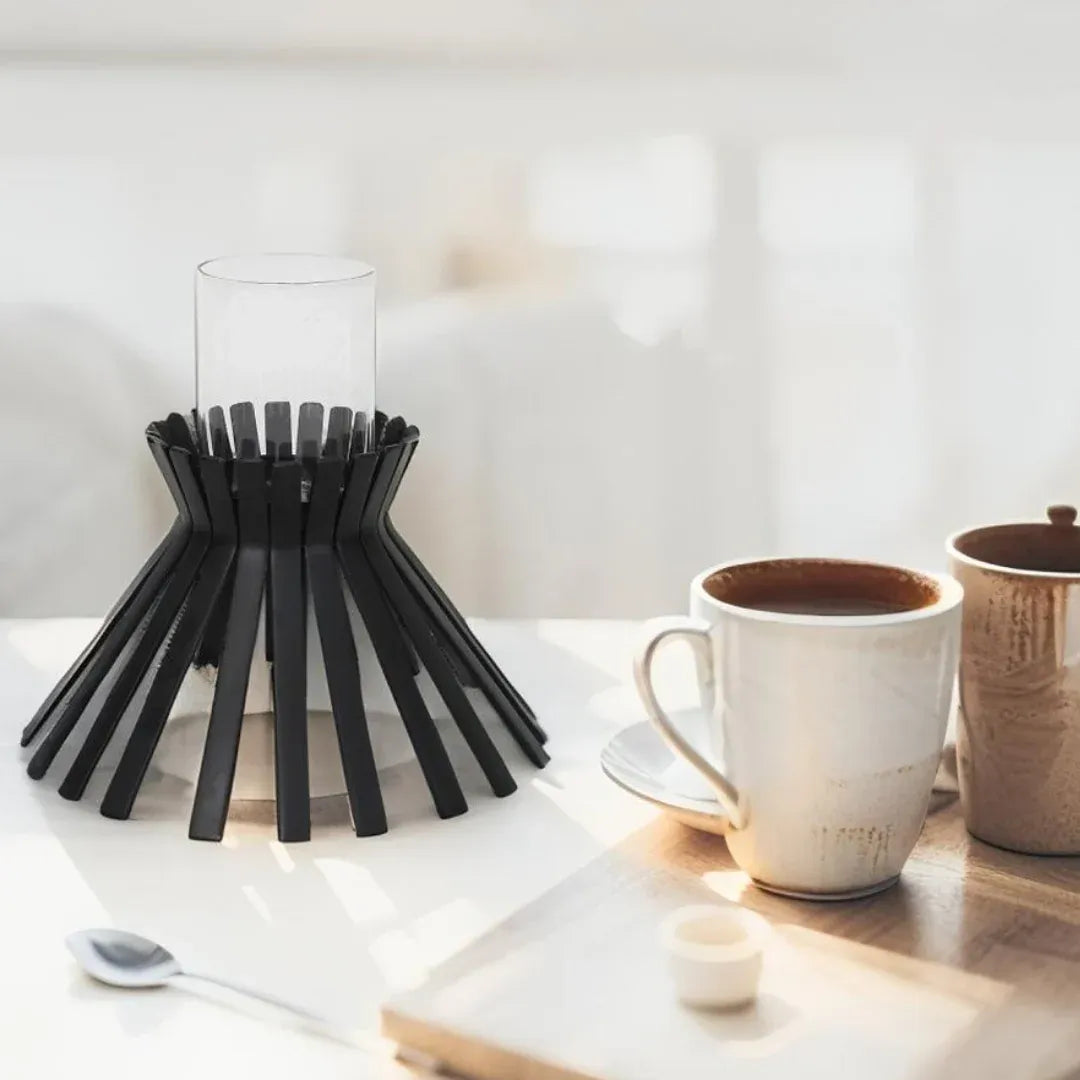 Eclipse Slatted Pillar Candleholder 23x21cm