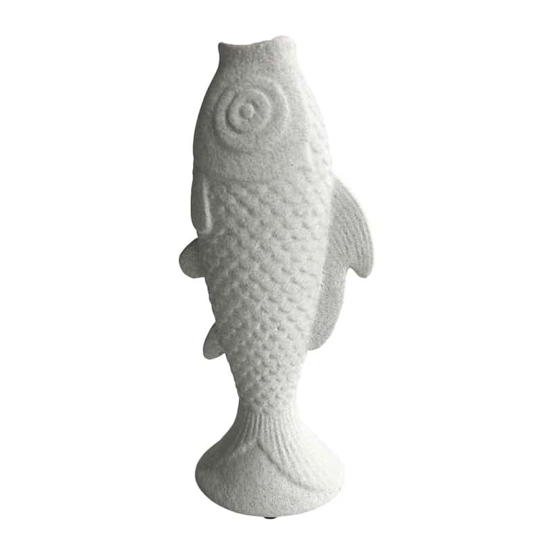 Contemporary White Fish Vase / Ornament 24cm