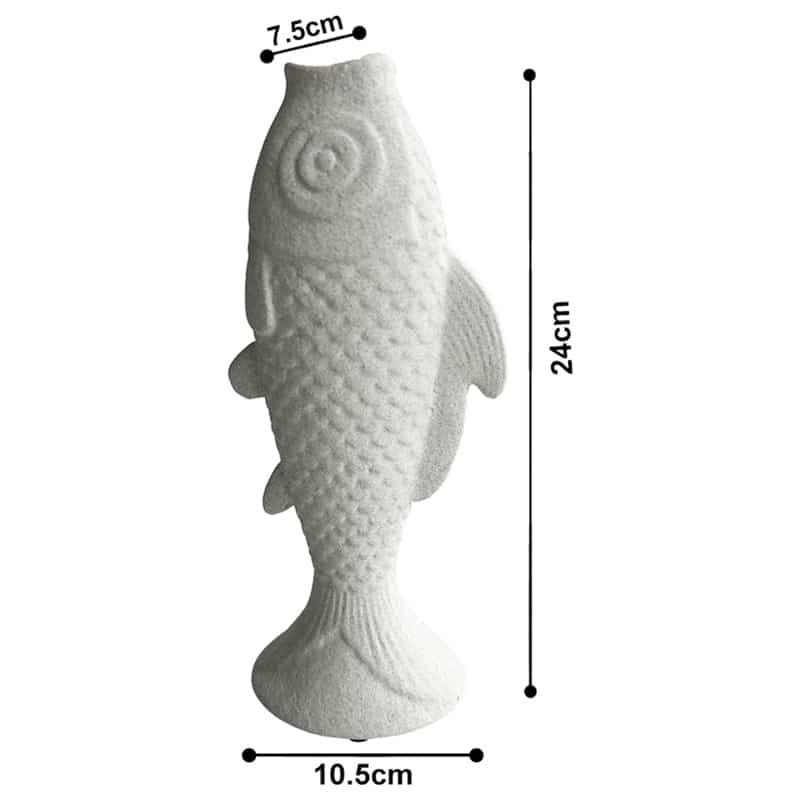 Contemporary White Fish Vase / Ornament 24cm