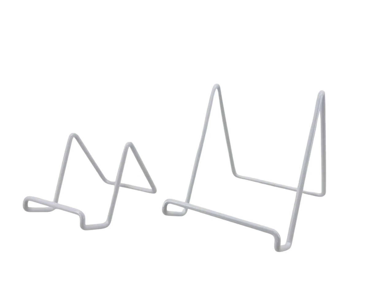 Bulk 24 Angled White Metal Plate Stand 9.5x14x10cm