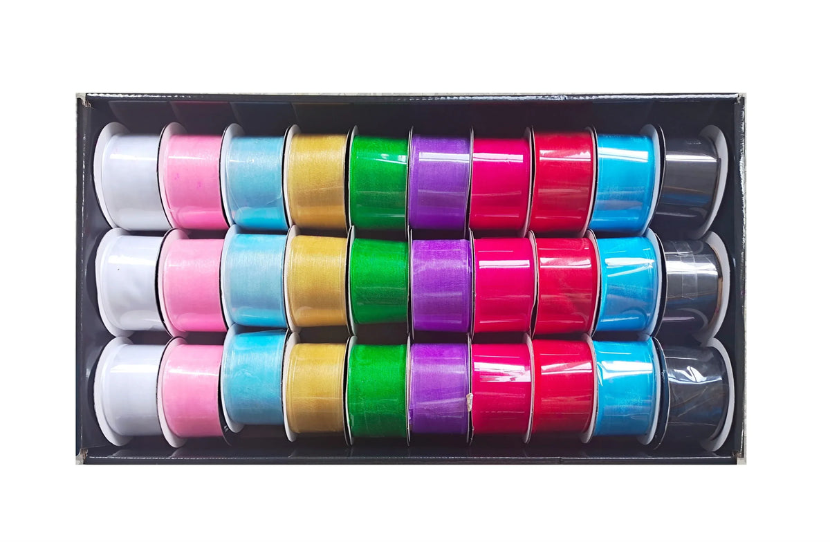 bulk 30 Roll Ribbon Sheer 3mtr 38mm Displayed Box