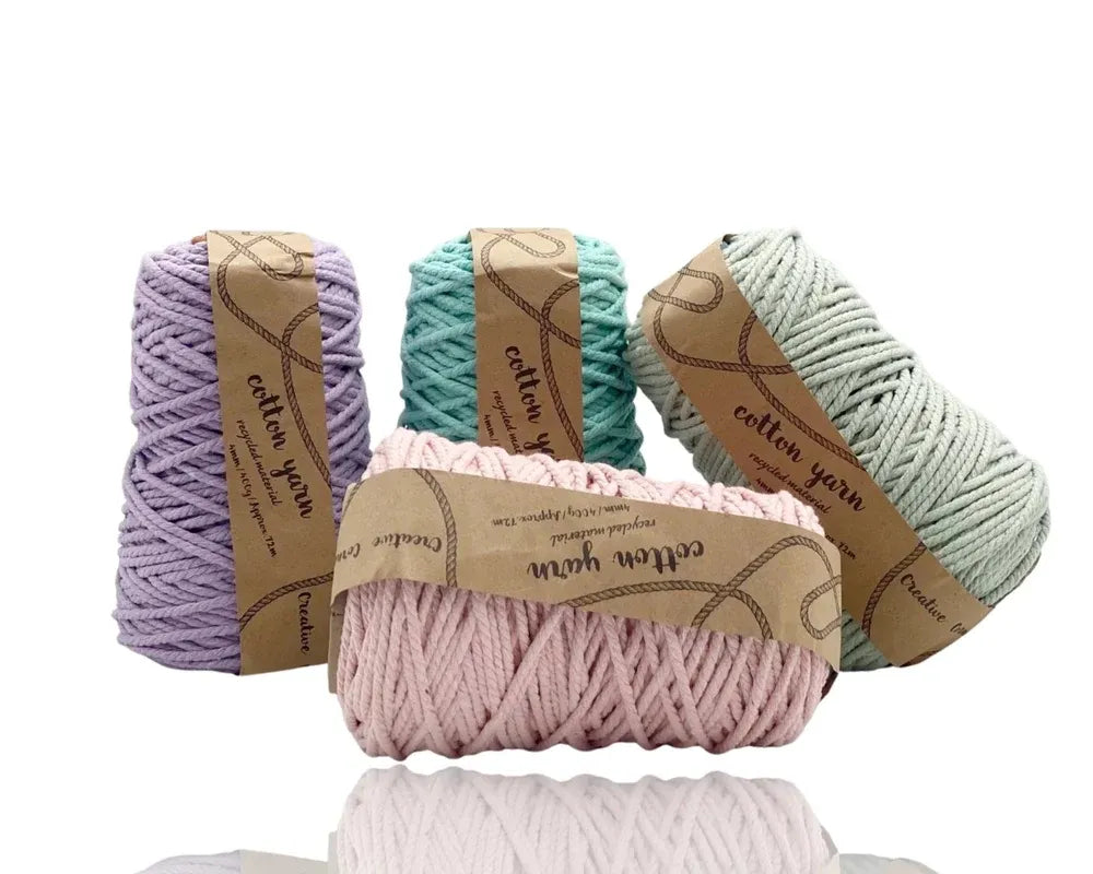 bulk 12 Macrame Cotton Yarn 72mtrs 4mm 400G Pastel Knitting