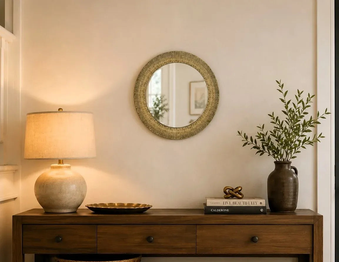 Moroccan Style Round Wall Mirror 60cm