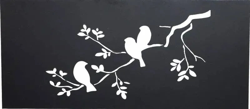 Set 2 Bird On Branch Metal Wall Art 90x40cm