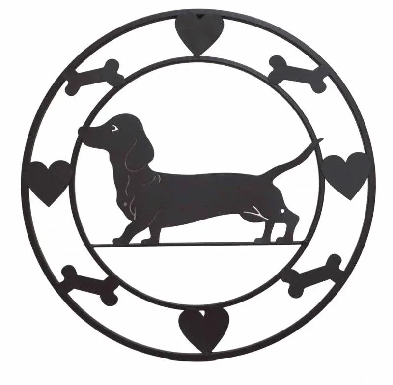 Round Dachshund Metal Wall Art 40cm