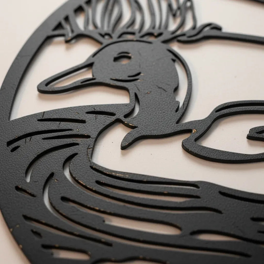 Round Friendly Duck Metal Wall Art 60cm