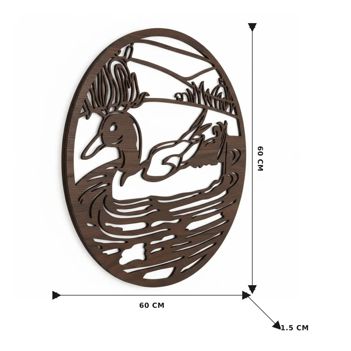 Round Friendly Duck Metal Wall Art 60cm