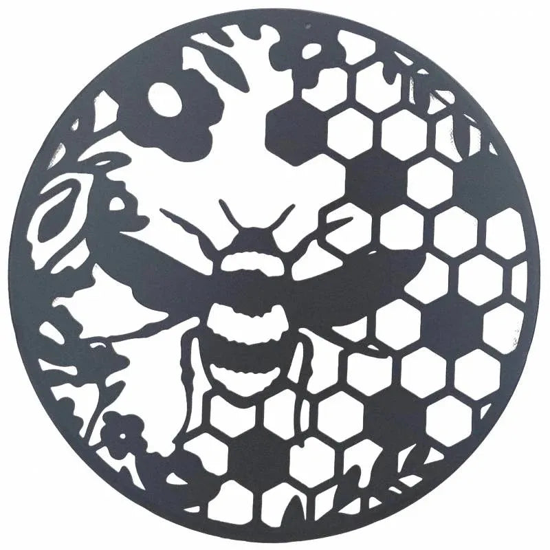 Round Bumble Bee Metal Wall Art 40cm