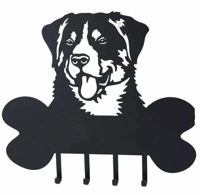 Happy Dog Metal Wall Art W 4 Hooks 30x27cm