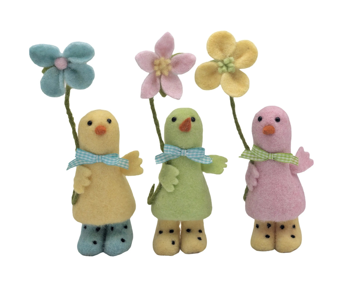 Bulk 12 Handmade Felt Bird W Flower 20cm 3 Asst