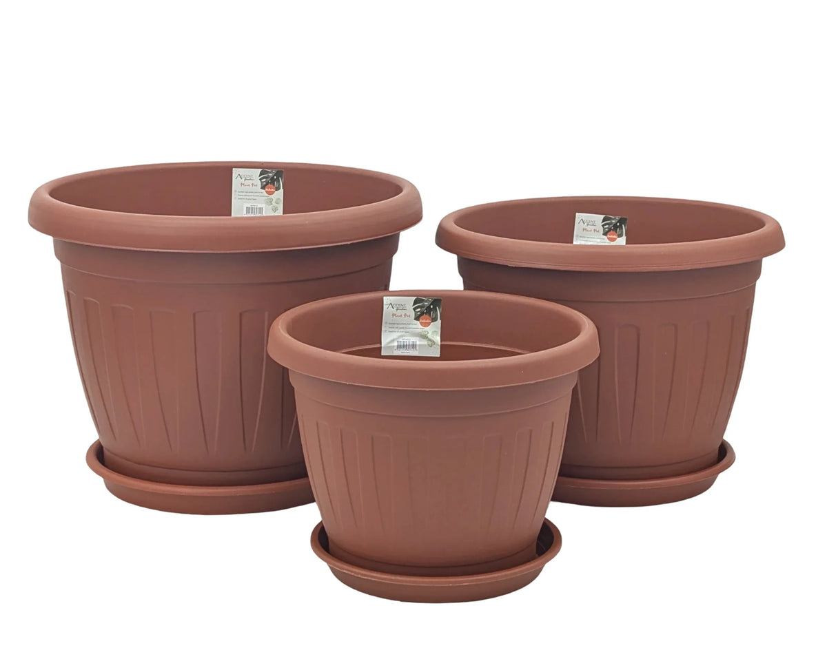 Bulk 15 Garden Plastic Pot & Saucer 28cm - Terracotta