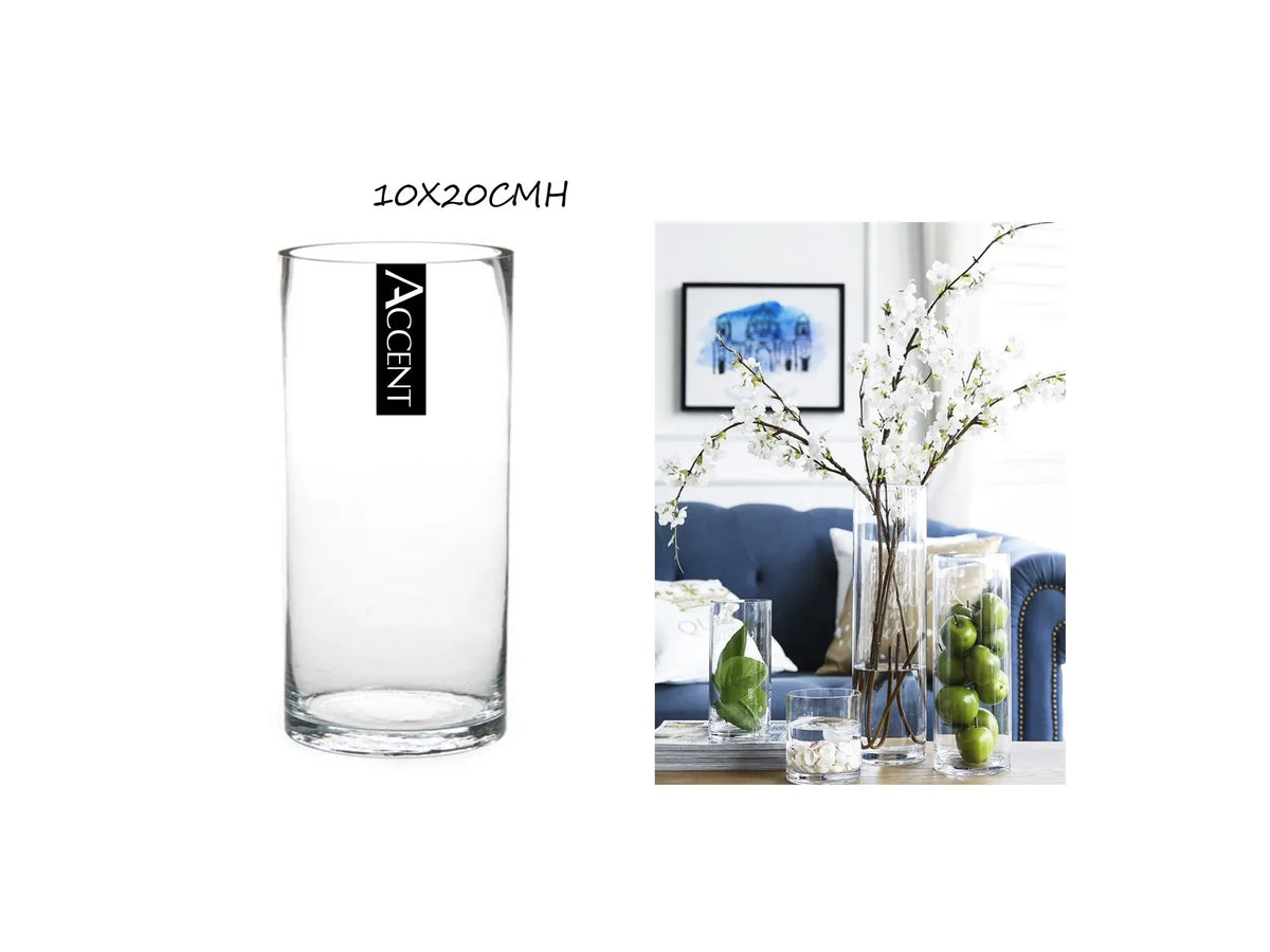 bulk 12 Glass Cylinder Vase 20cm