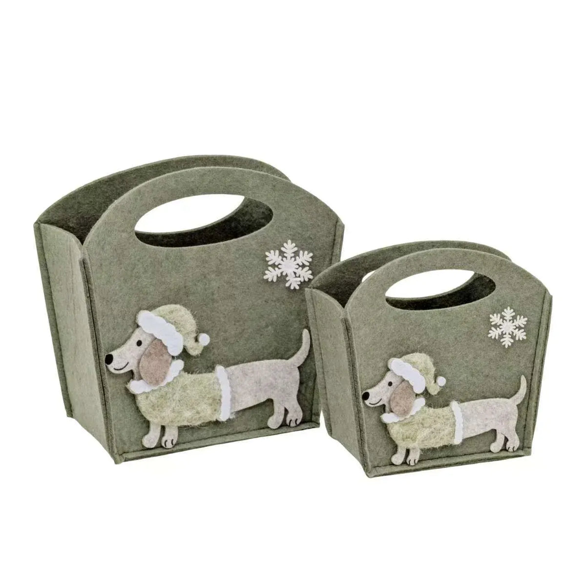 Bulk 12 Xmas Felt Bag W Dachshund 19x9x18.5cm