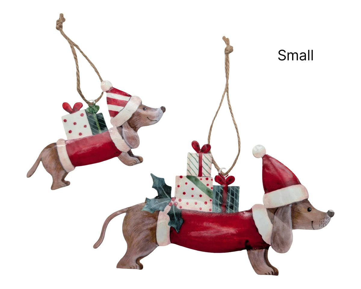 Bulk 24 Xmas Metal Dachshund Hanger Sml 12.5x7cm