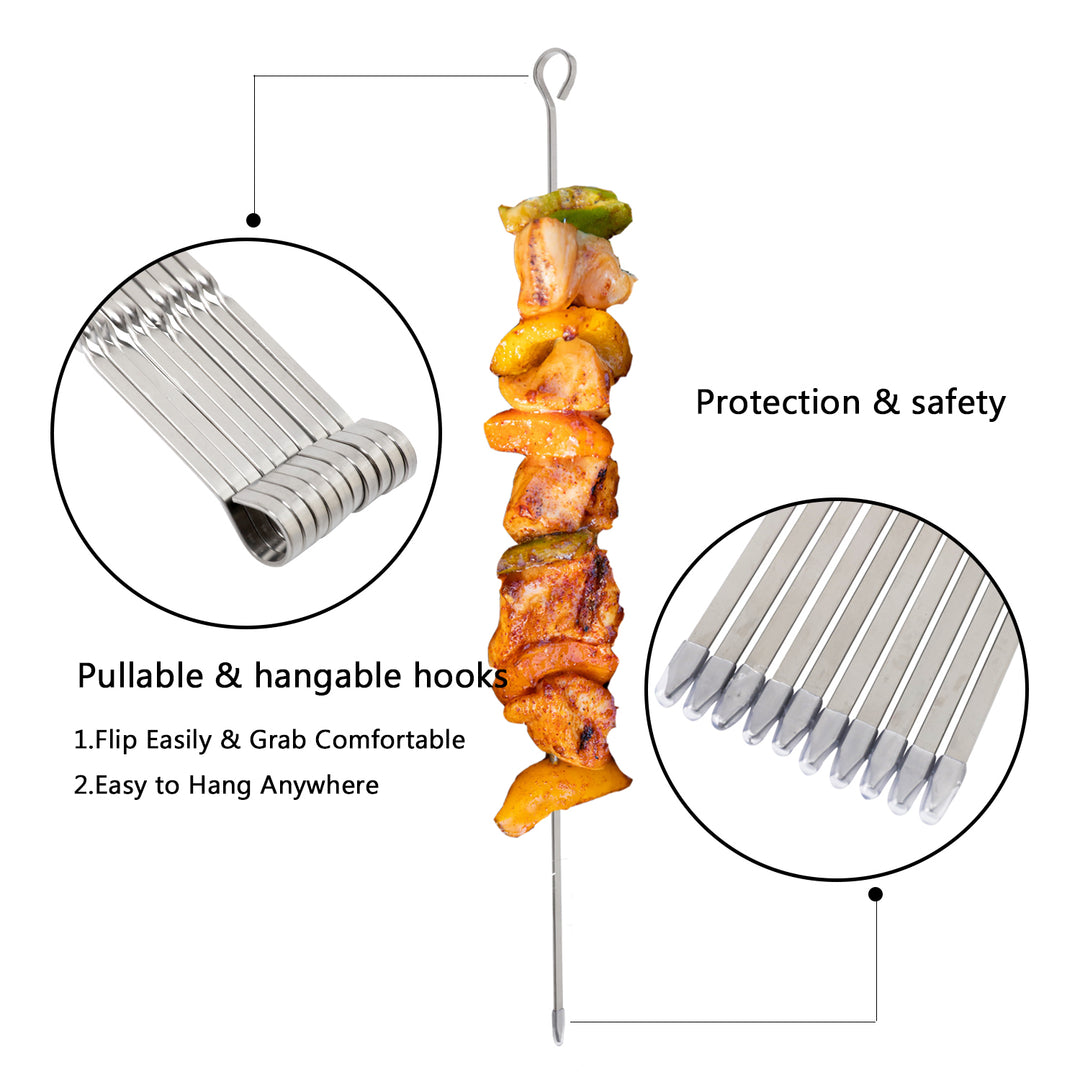 ASMOKE METAL SKEWERS FOR GRILLING KABOB STICKS 43.1CM*10PCS