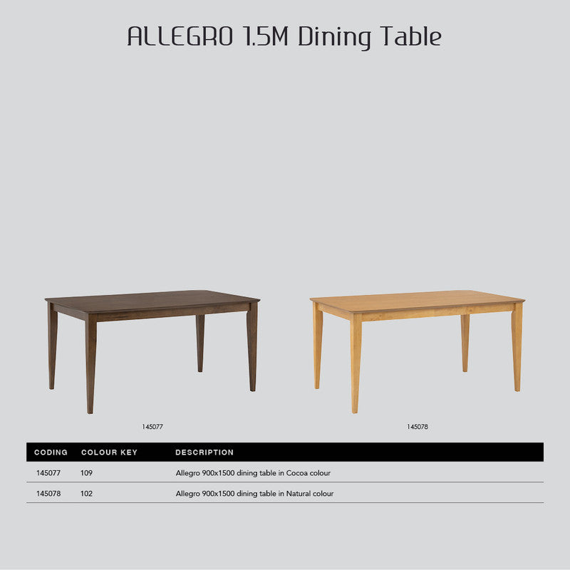 Dining Table Allergo Timber - 150cm - Cocoa