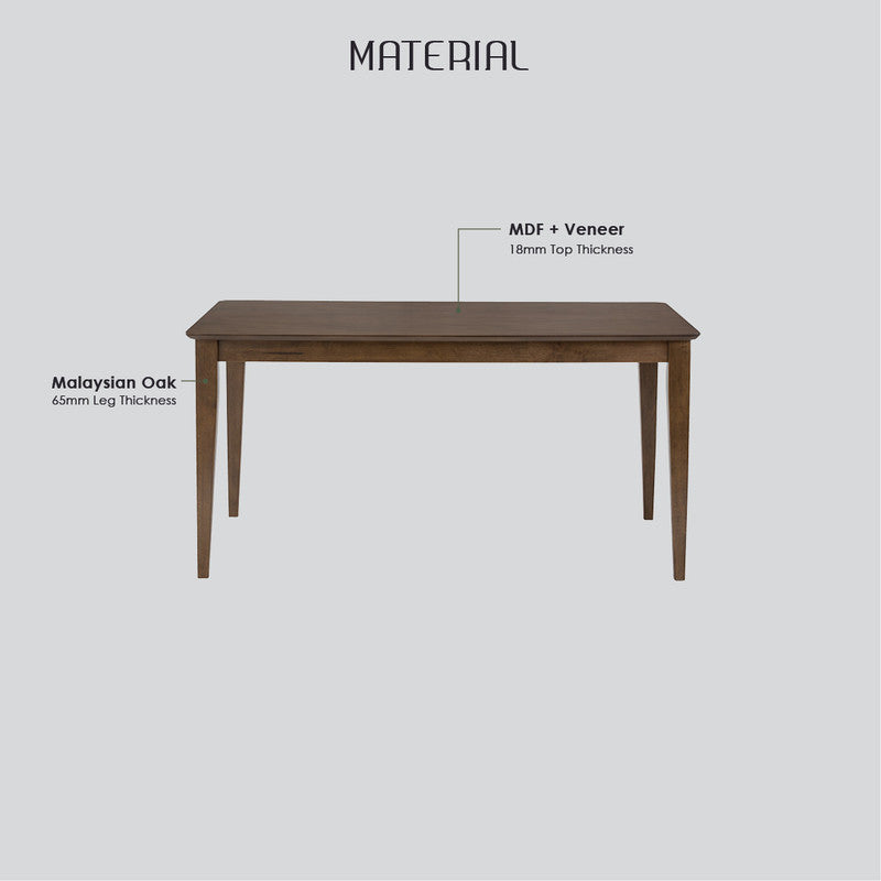 Dining Table Allergo Timber - 150cm - Cocoa