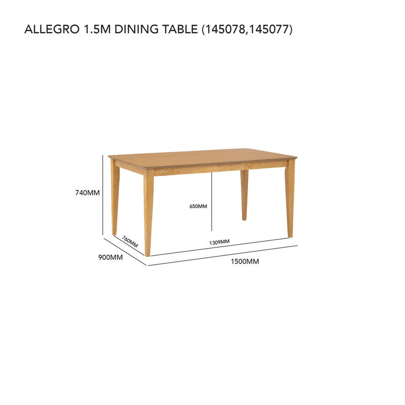 Dining Table Allergo Timber - 150cm - Natural