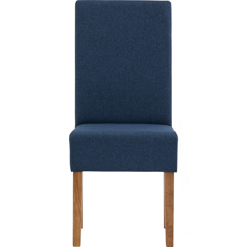 Dining Chair Mesi - Set of 2 - Natural Legs, Blue Challis Fabric Upholstery