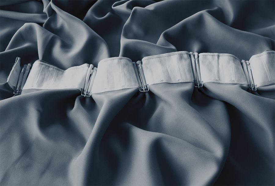 Blockout Curtain 270x230cm PINCH PLEAT+ Hooks High Level Fabric Grey Blue
