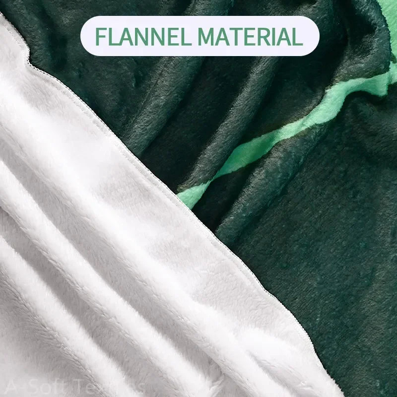 Green Leaf-Shaped Flannel Blanket