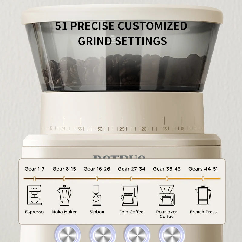 Coffee Bean Grinder with 51 Precise Settings