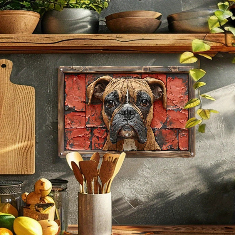 Wall Art Boxer Dog Aluminum - 12x16in Decorative Print