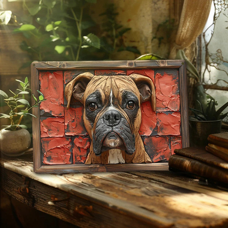 Wall Art Boxer Dog Aluminum - 12x16in Decorative Print