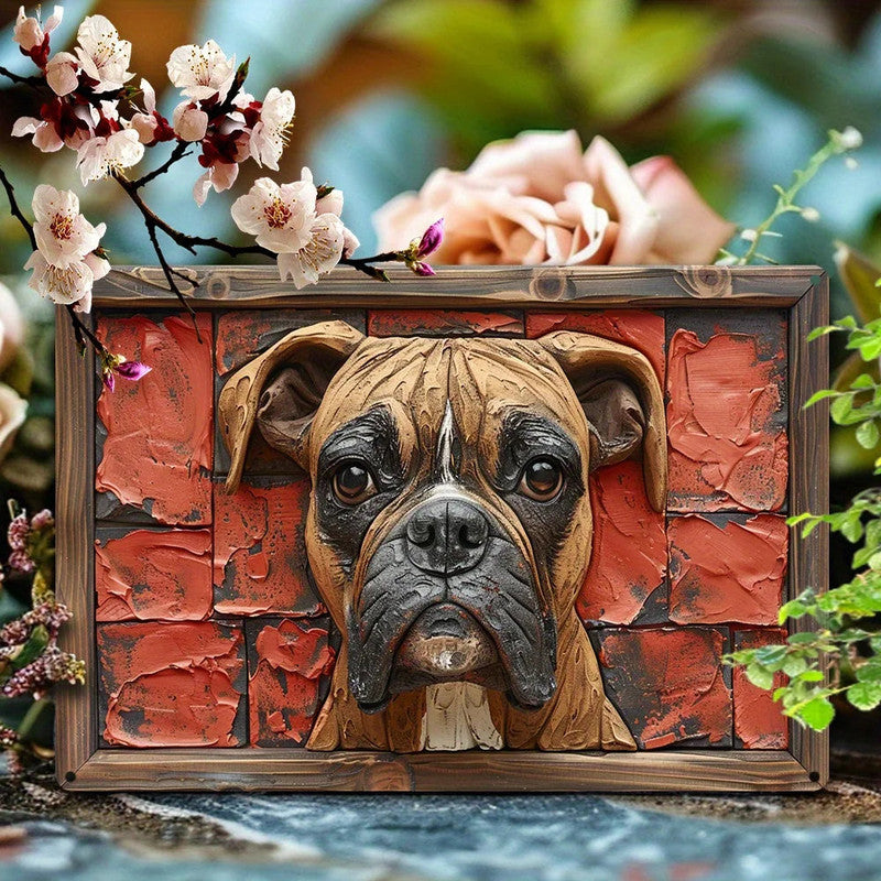 Wall Art Boxer Dog Aluminum - 12x16in Decorative Print