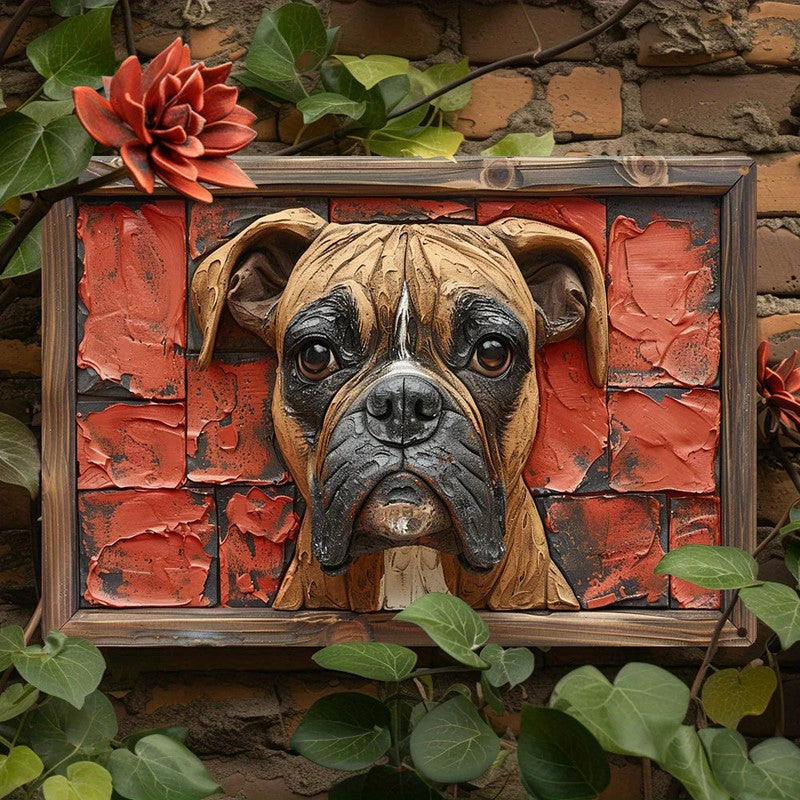 Wall Art Boxer Dog Aluminum - 12x16in Decorative Print