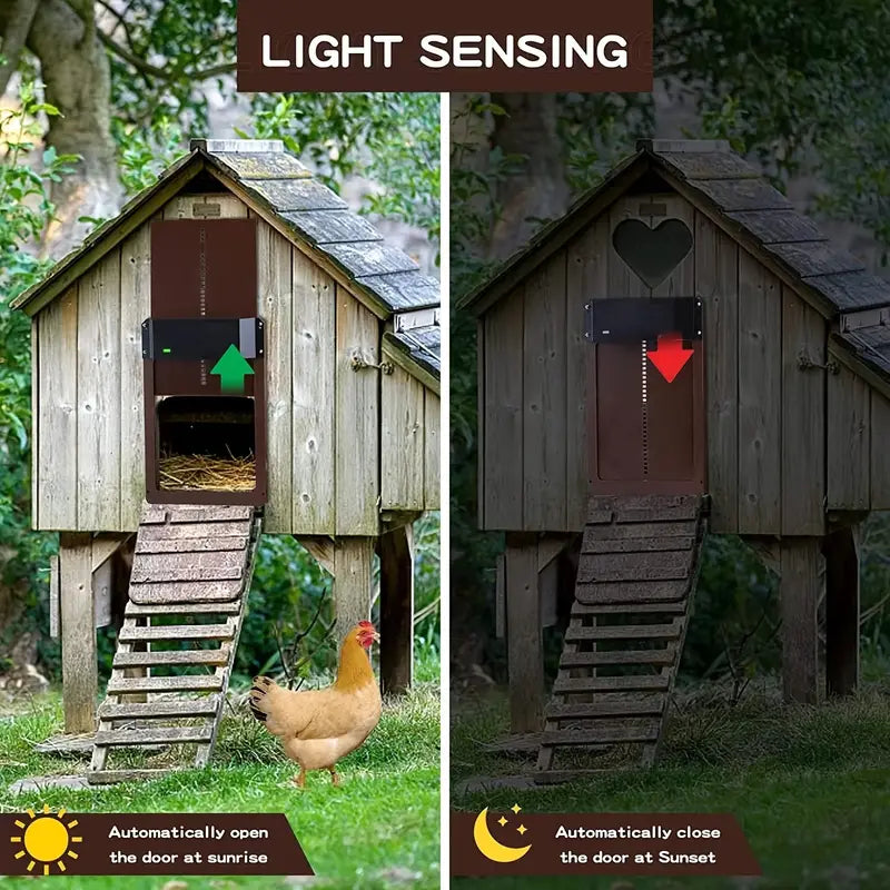 PCS Automatic Chicken House Coop Door Light-Sensitive Night And Morning Delay Auto Guard Door Opening For Chickens