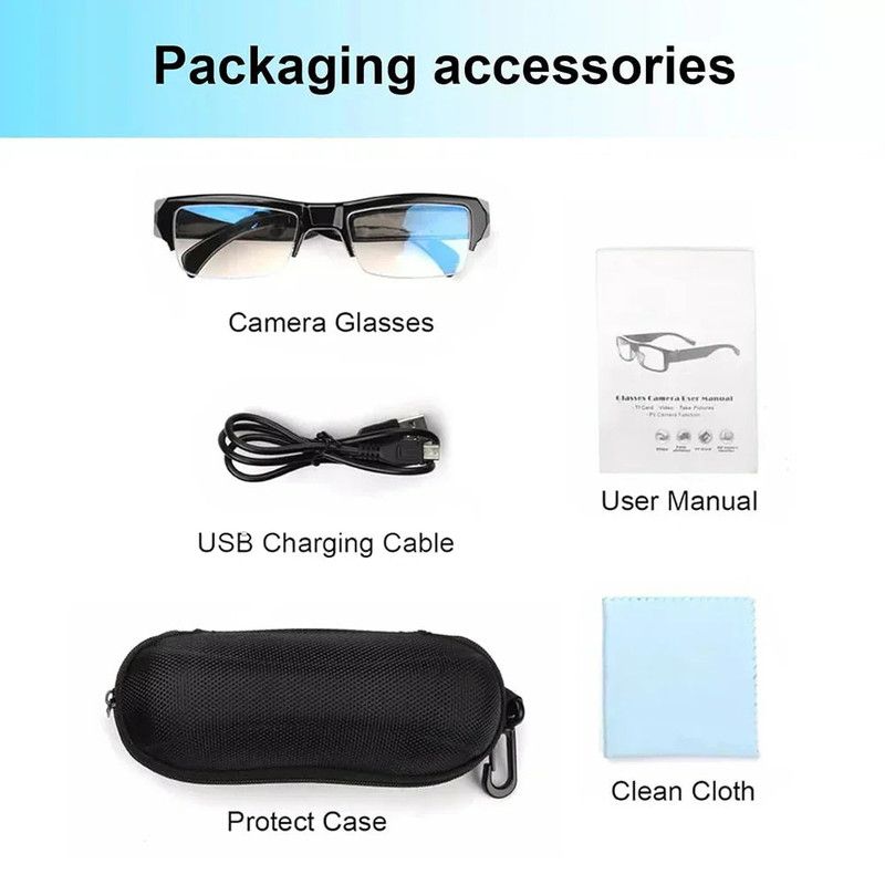 1080P HD Mini Camera Glasses Wearable DVR Video Recorder Black