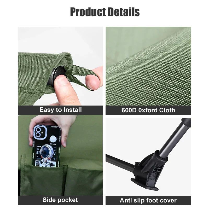 Portable Camping Cot Compact Folding Bed Green
