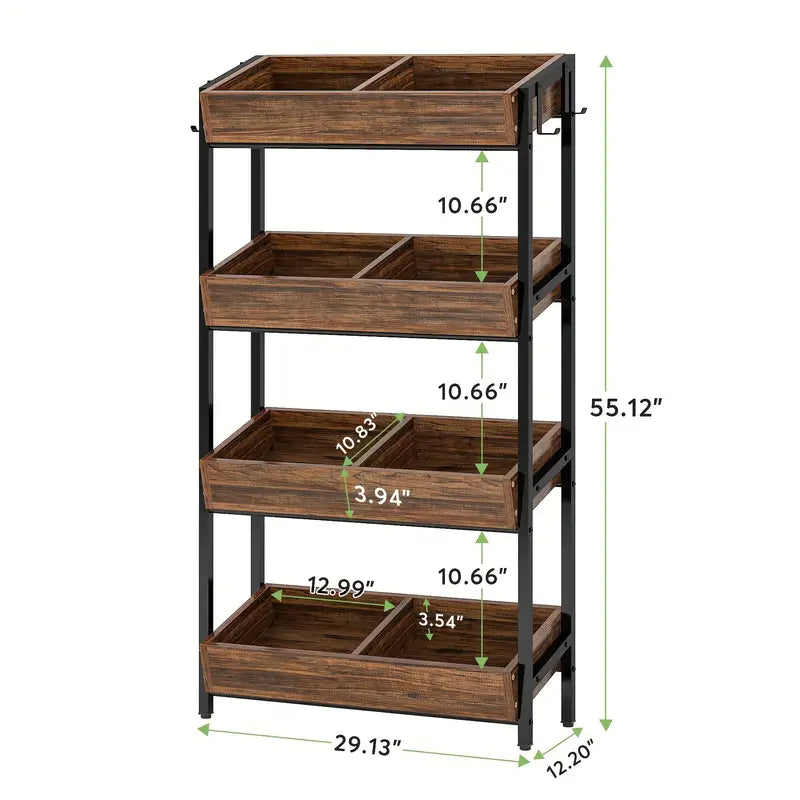 Snack Rack Basket 4-Tier Wood - Vintage Brown NNETMLT