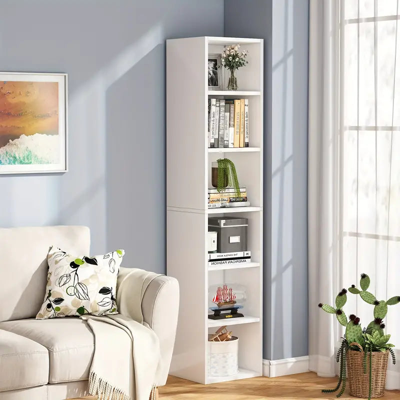 Cube Display Shelves 6-Tier for Home & Office - 70.9 Inch Tall Narrow Bookcase NNETMLT