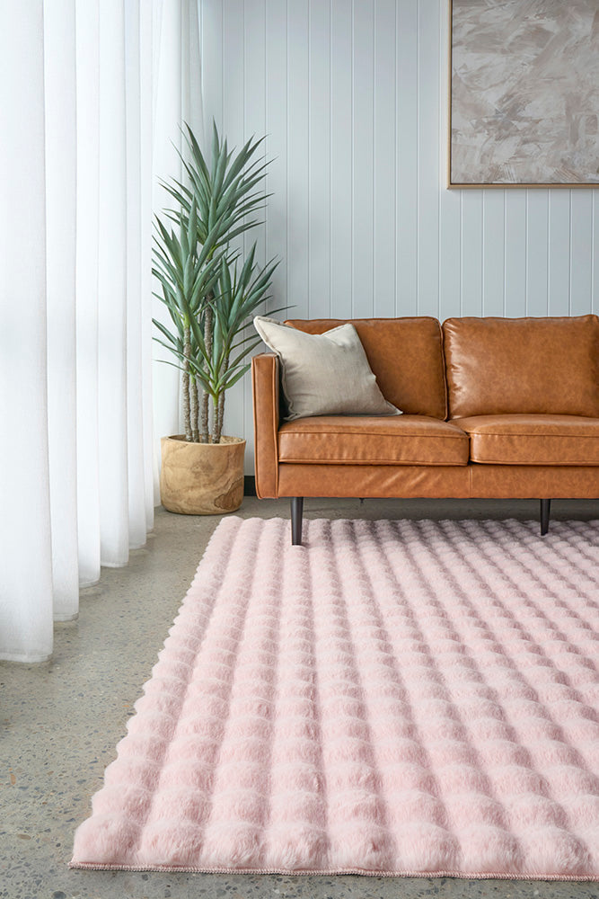 Bubble Washable Rug - Blush 140X70Cm