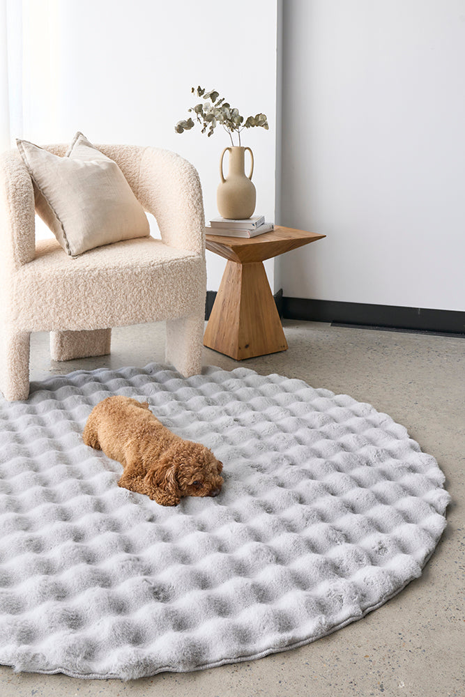 Bubble Washable Rug - Silver 150x150CM