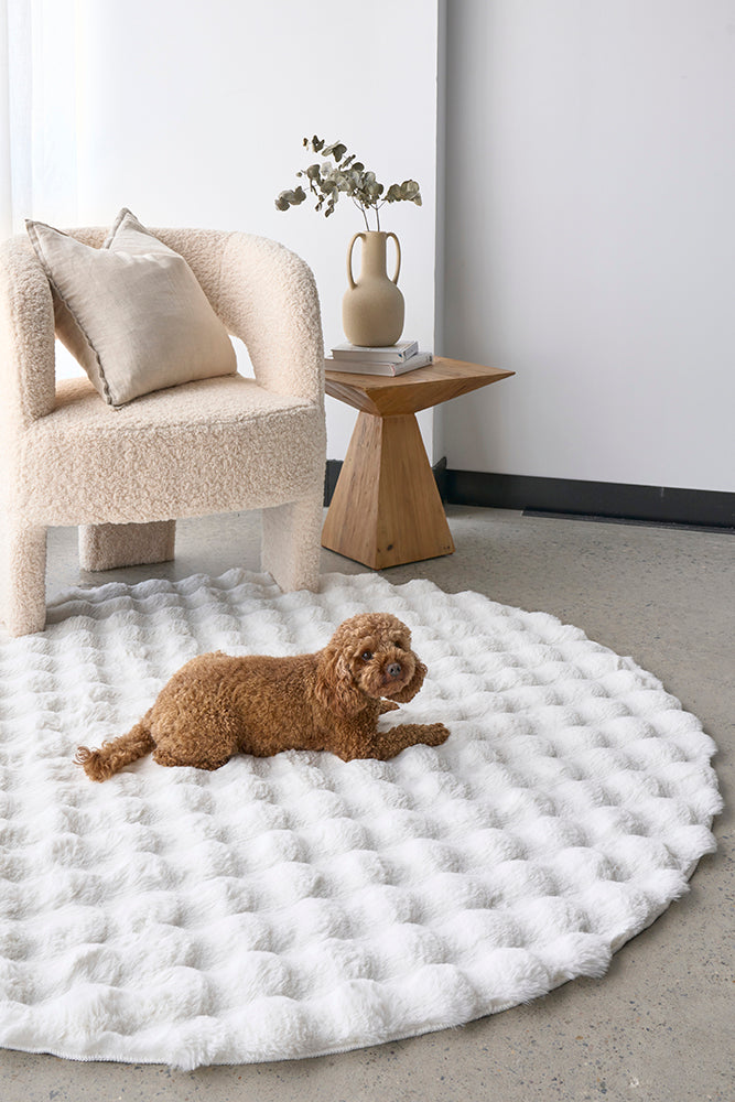 Bubble Washable Rug - White 150X150Cm